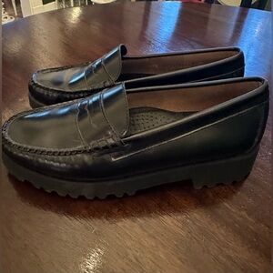 GH Bass Weejun Layton Lug Penny Loafers Shoes Womens Size 7.5 Black